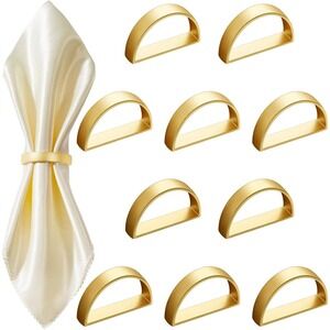 80pc Gold Semi Circle Napkin Rings Metal‎ D-Shape Modern Table Decor Wedding